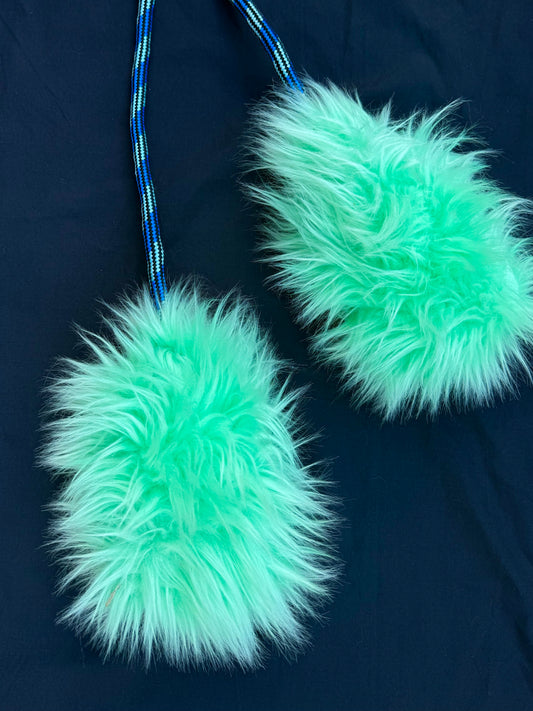 Teal fluffy mega poi