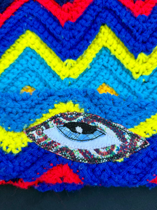 Crochet eyeball patch hat