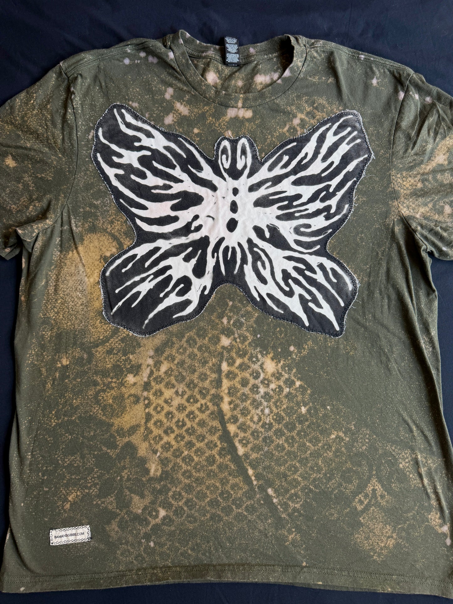 Butterfly bleach dyed t-shirt