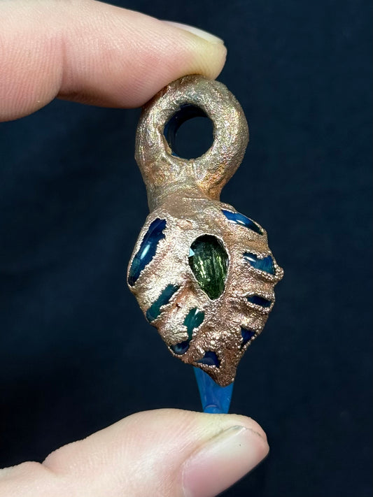 Glass leaf amulet