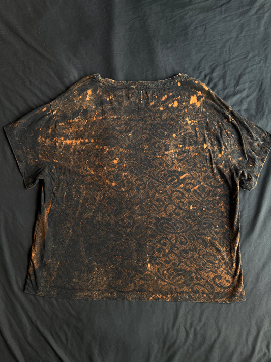 Moth patch bleach dyed t-shirt