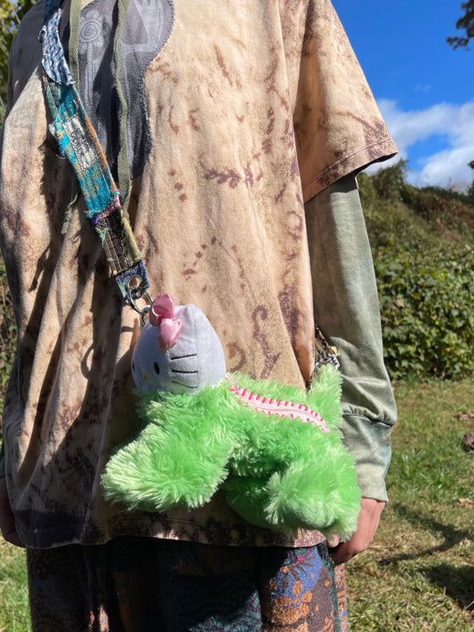 Hello Kitty + fuzzy green hybrid mini side bag