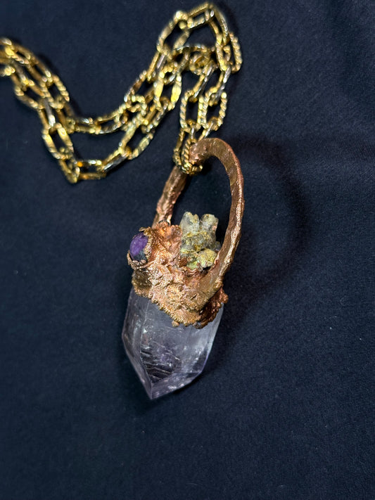 Star sapphire + amethyst amulet