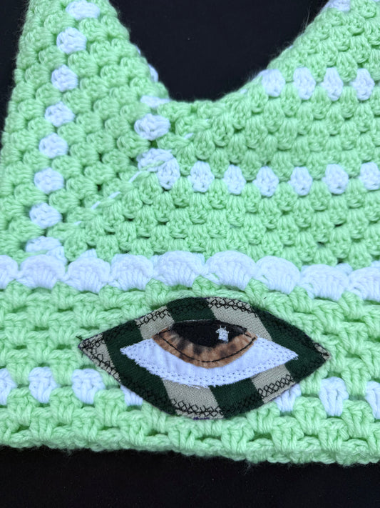 Crochet eyeball patch hat