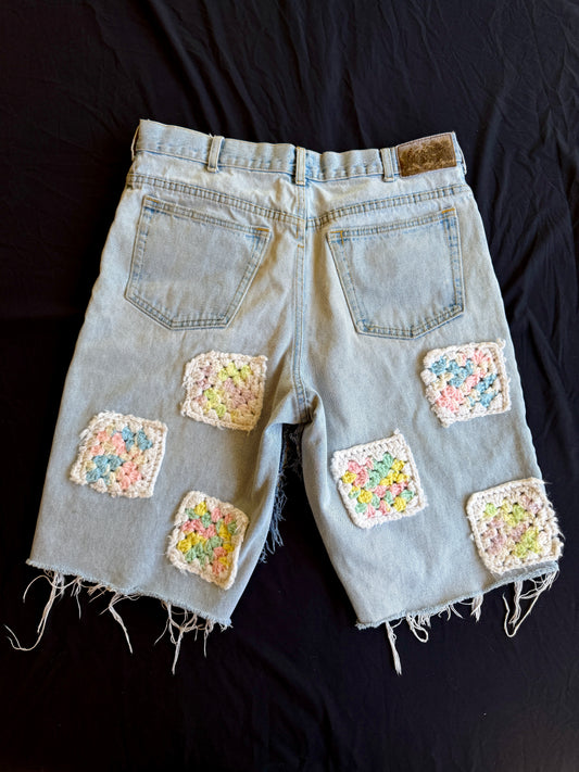Crochet granny square shorts