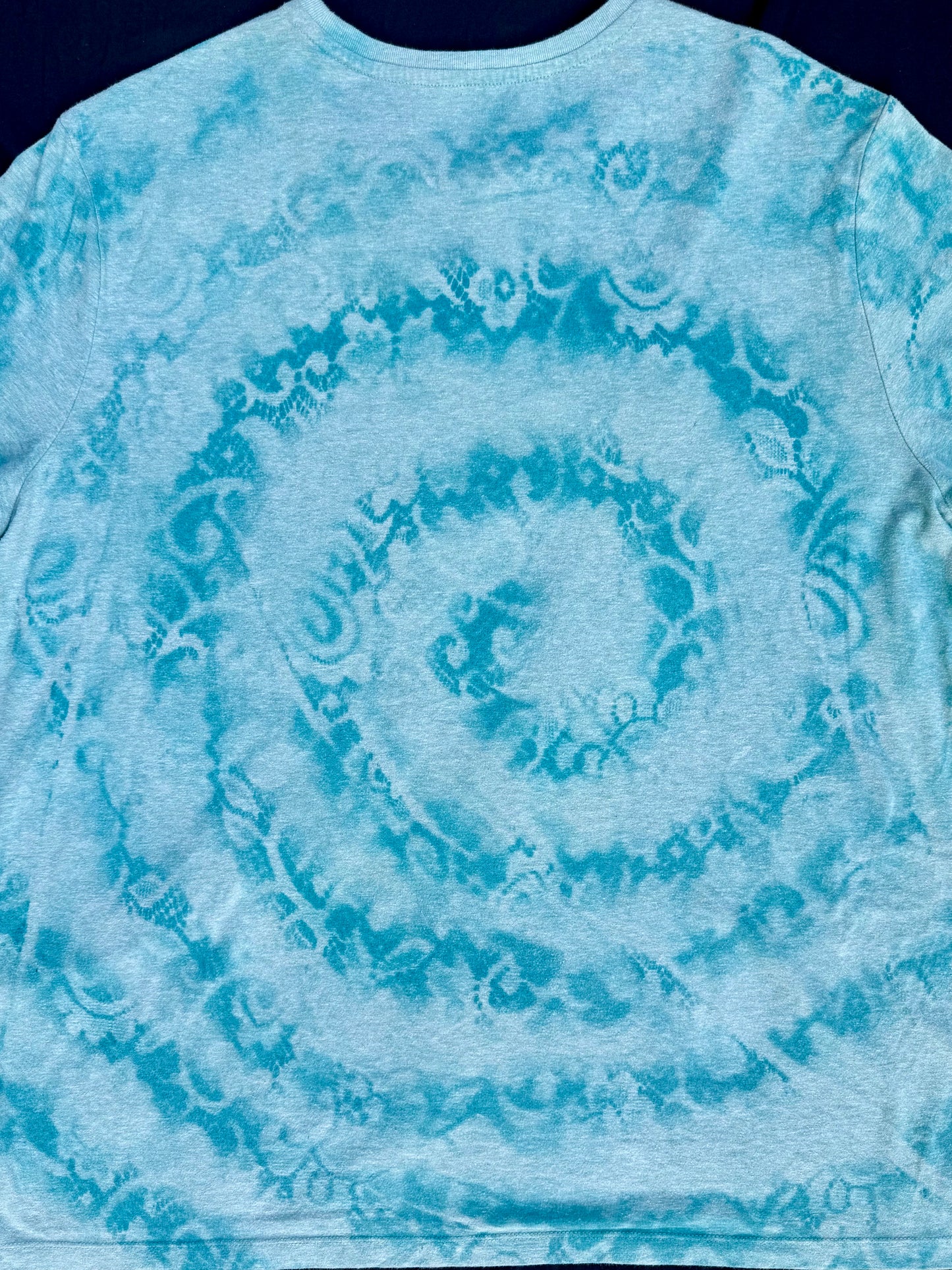 Clown patch bleach dyed spiral t-shirt