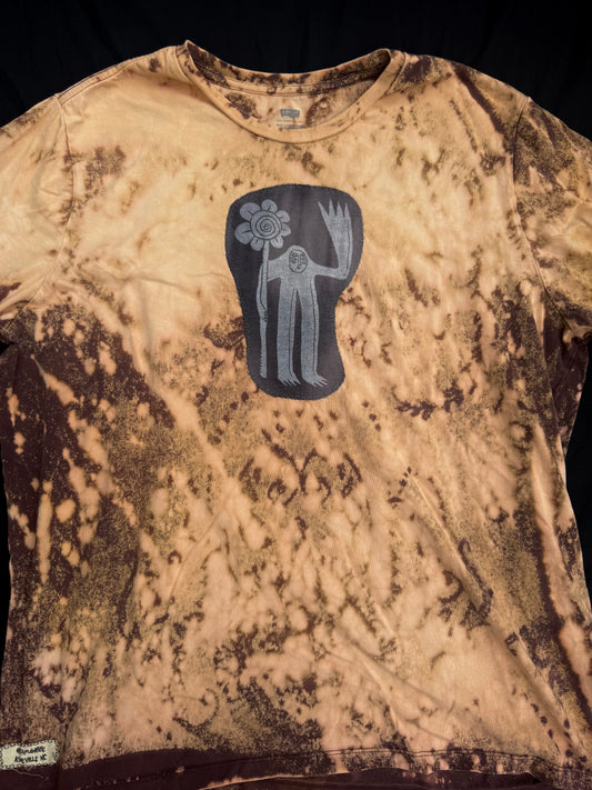 Flower boy patch bleach dyed t shirt