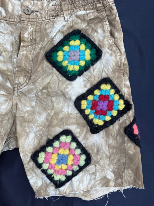 Crochet granny square shorts