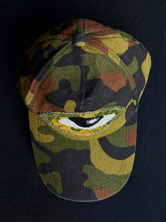 Upcycled Camo Eyeball Hat