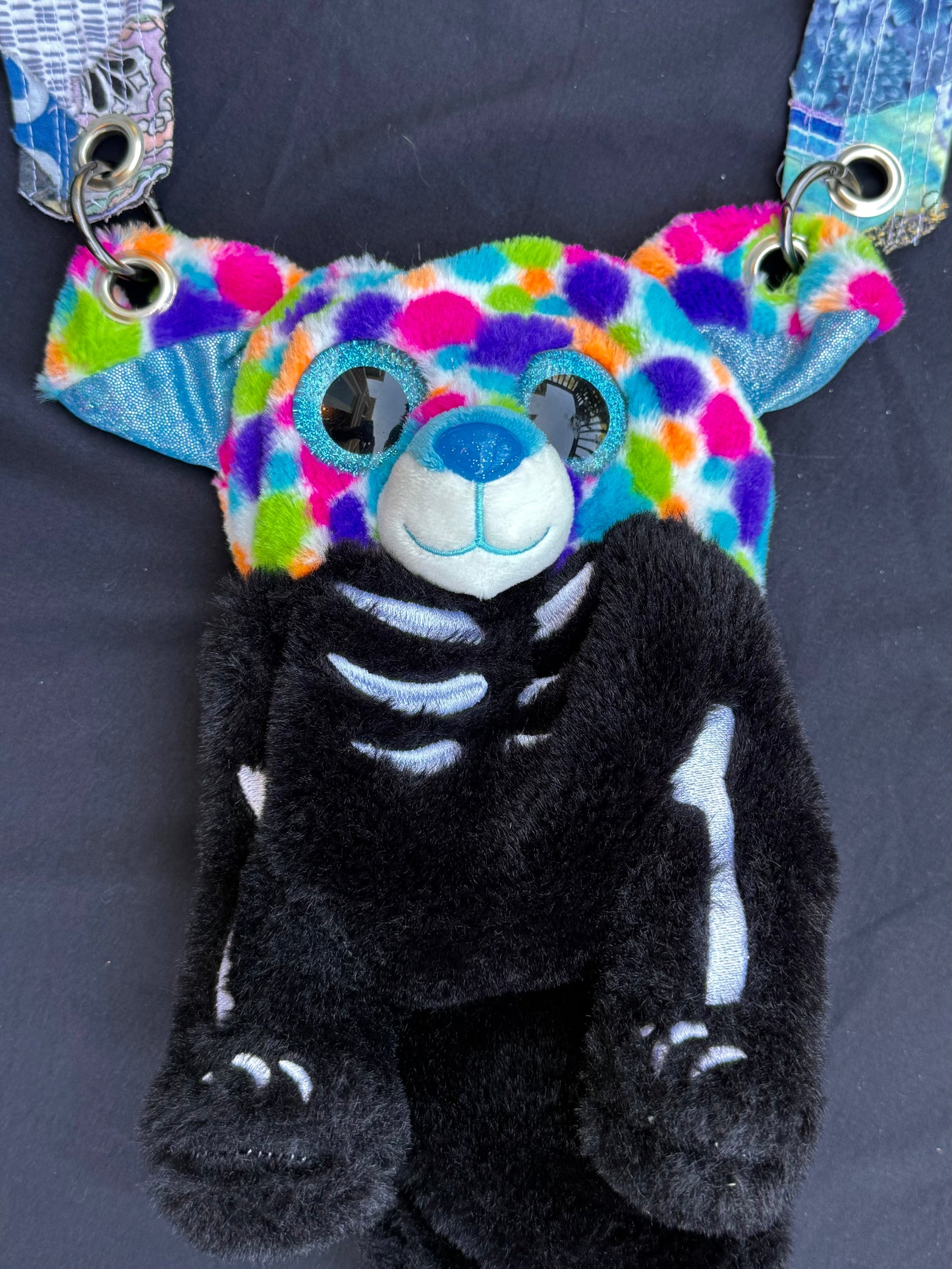 Rainbow skull dog hybrid side bag