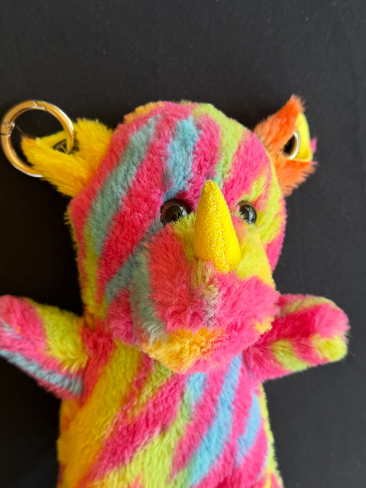 Rainbow rhino keychain buddy