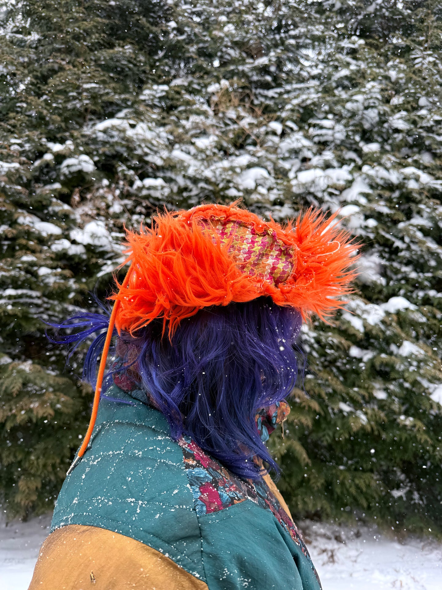 Orange fluff ushanka