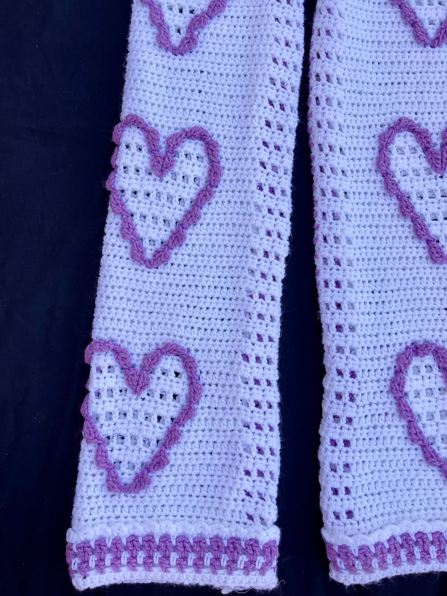 Purple Hearts crochet pants