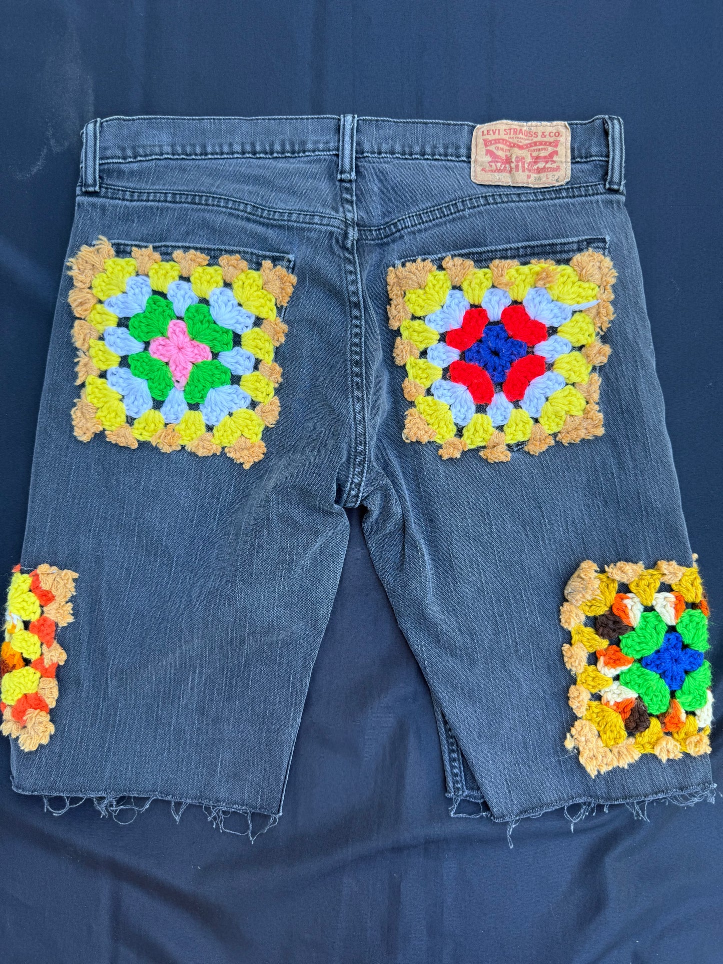 Crochet granny square shorts