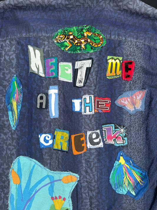 "Meet me at the creek" patched button up