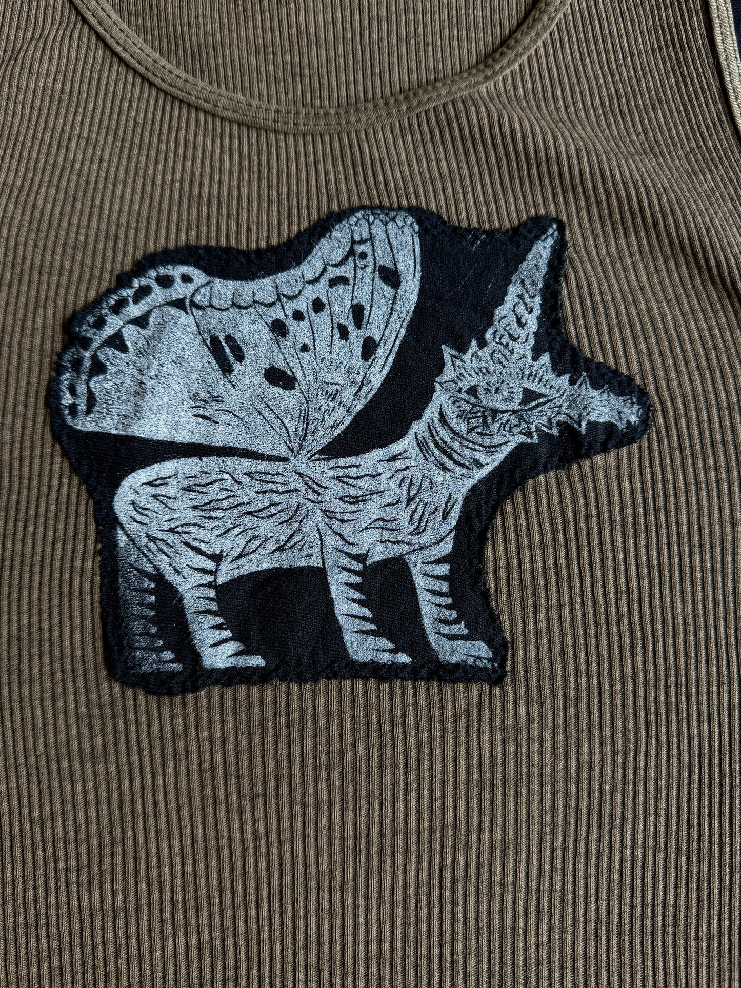 Unicorn butterfly patch tank top