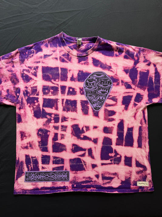 Moon goddess + abstract face bleach dyed t-shirt