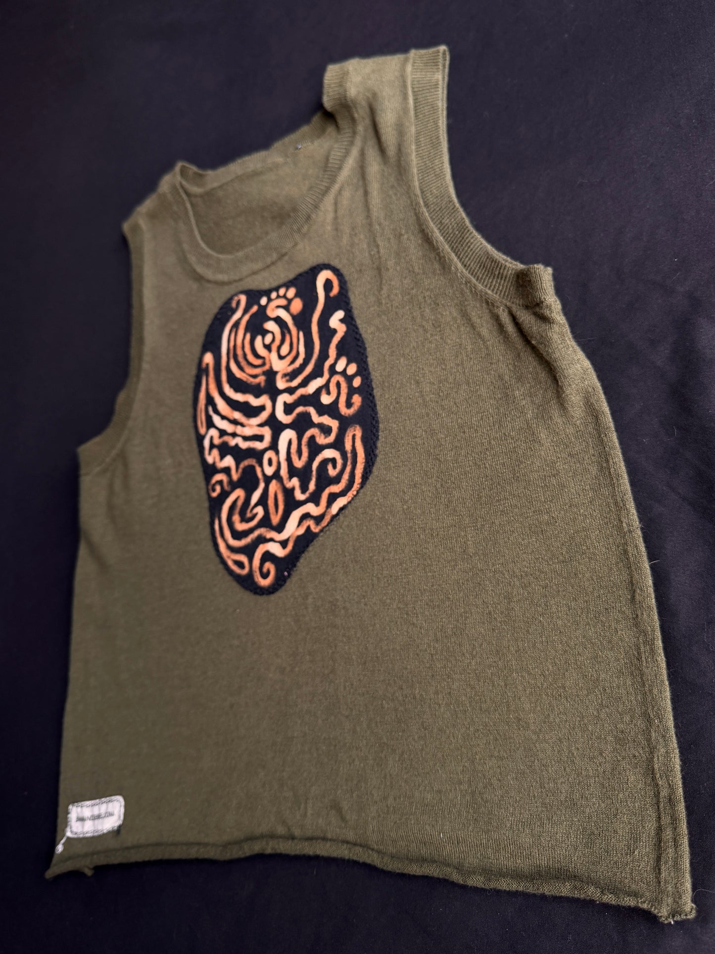 Bleach painted patch tank top