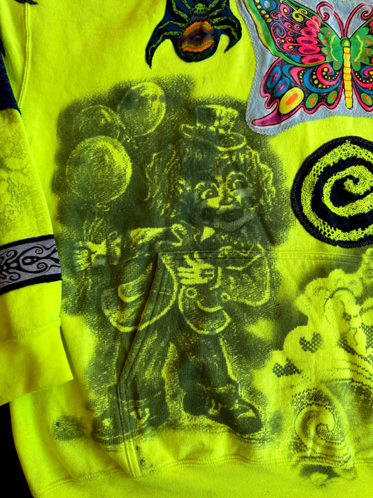Neon clown wolf hoodie