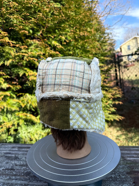 Green patchwork ushanka