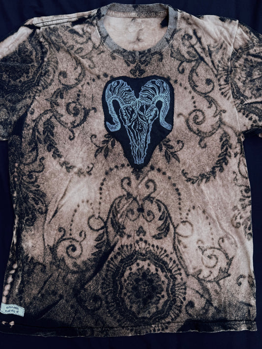 All seeing billy skull bleach dyed t shirt