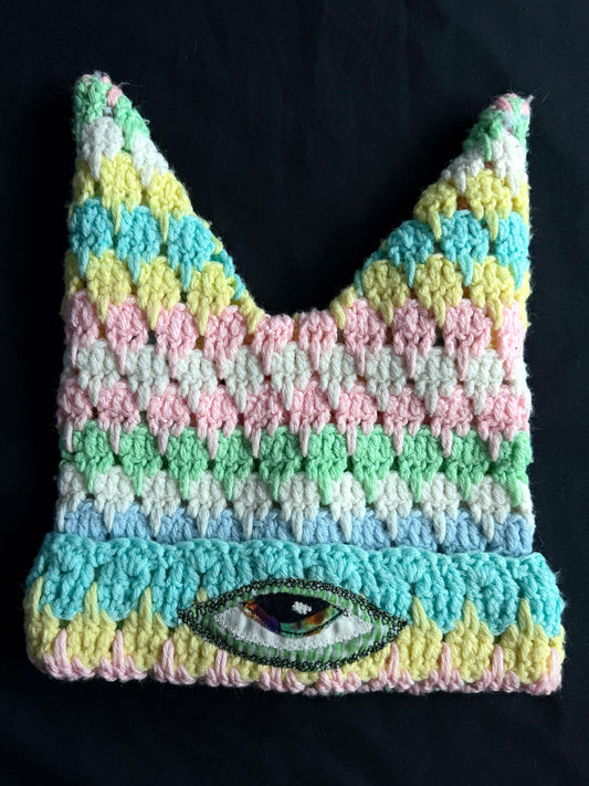 Crochet eyeball hat