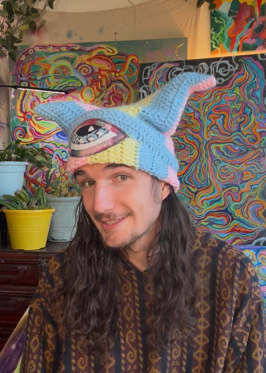 Crochet eyeball patch hat