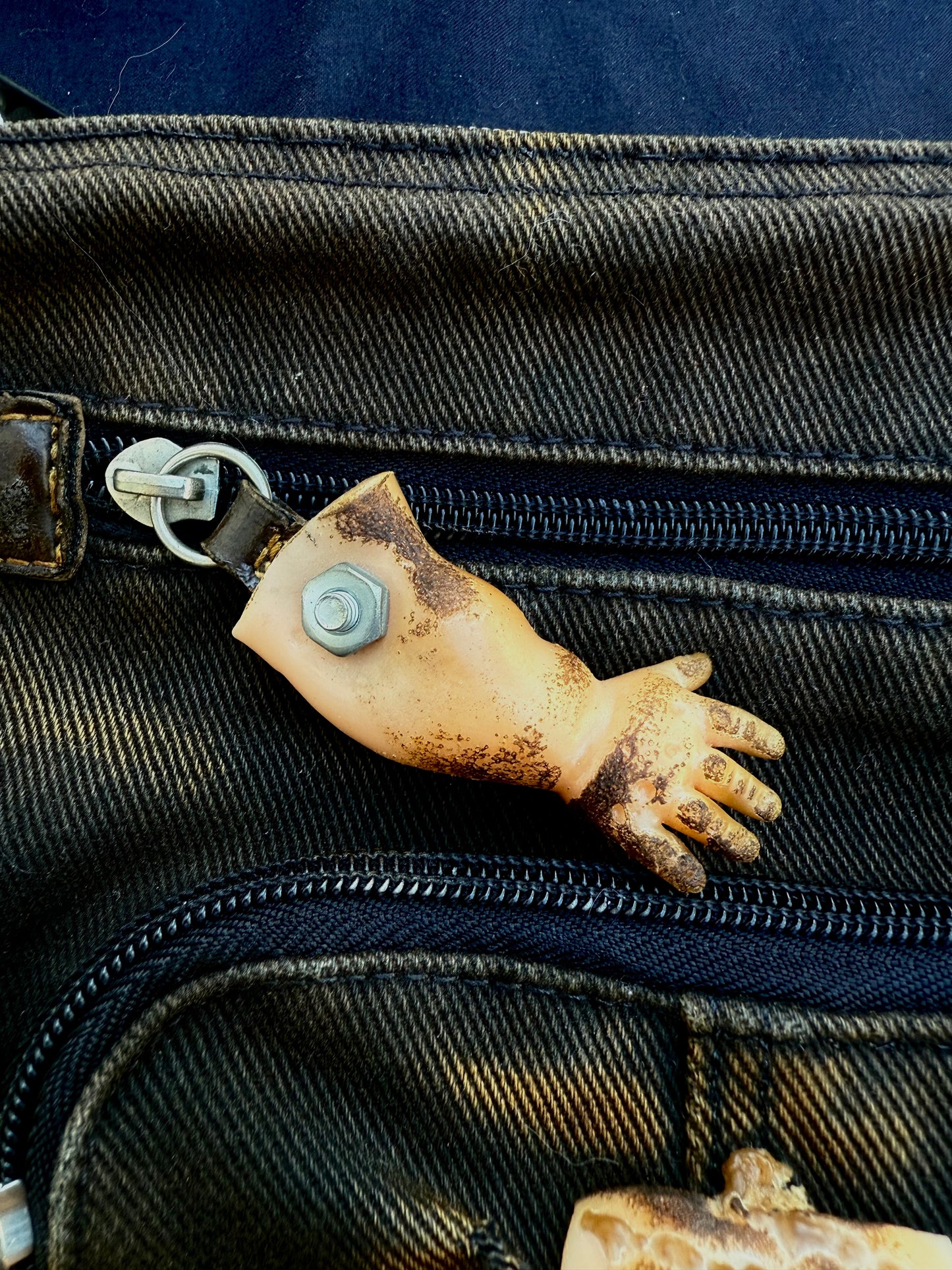 Black denim baby bag