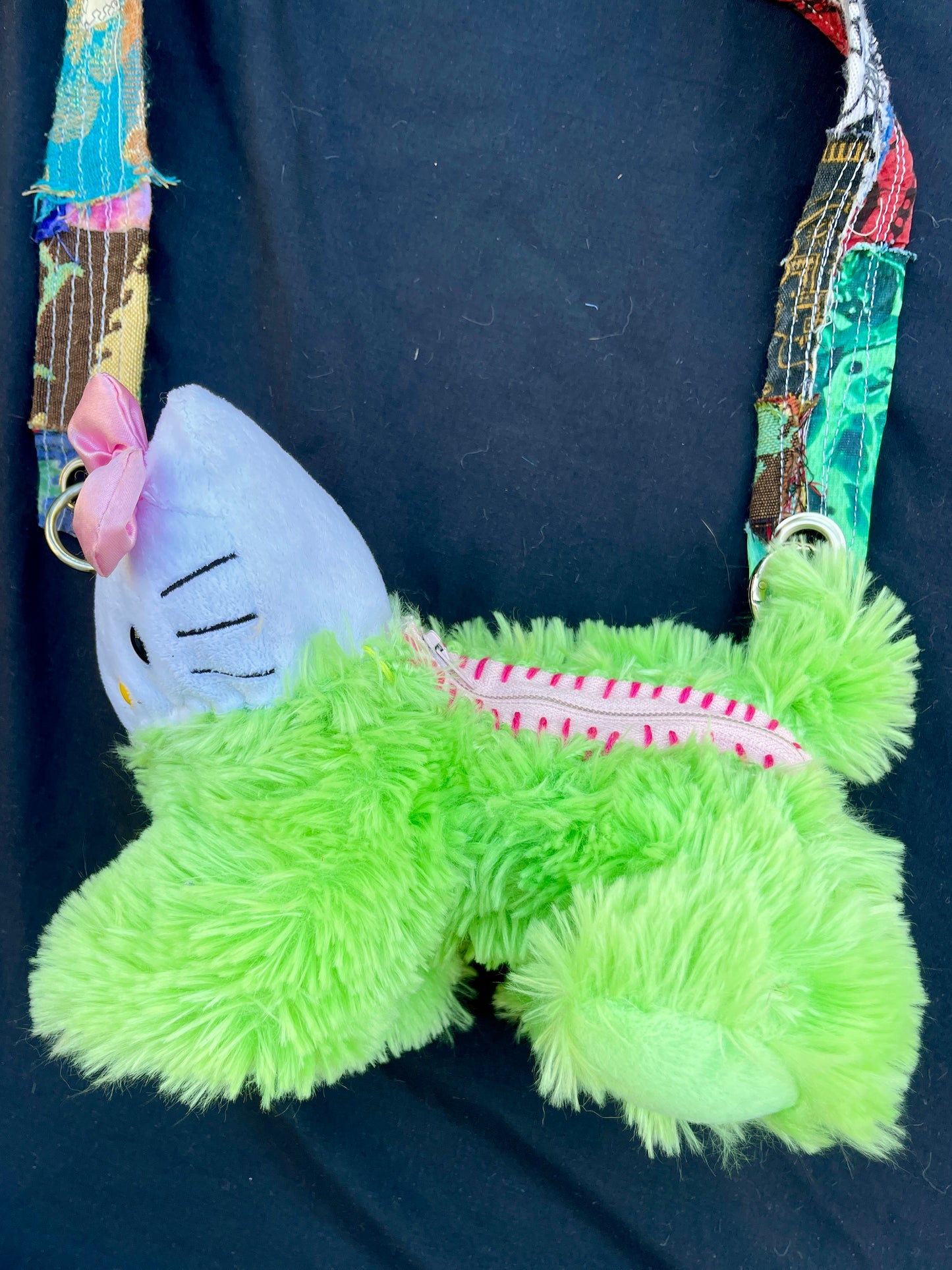 Hello Kitty + fuzzy green hybrid mini side bag