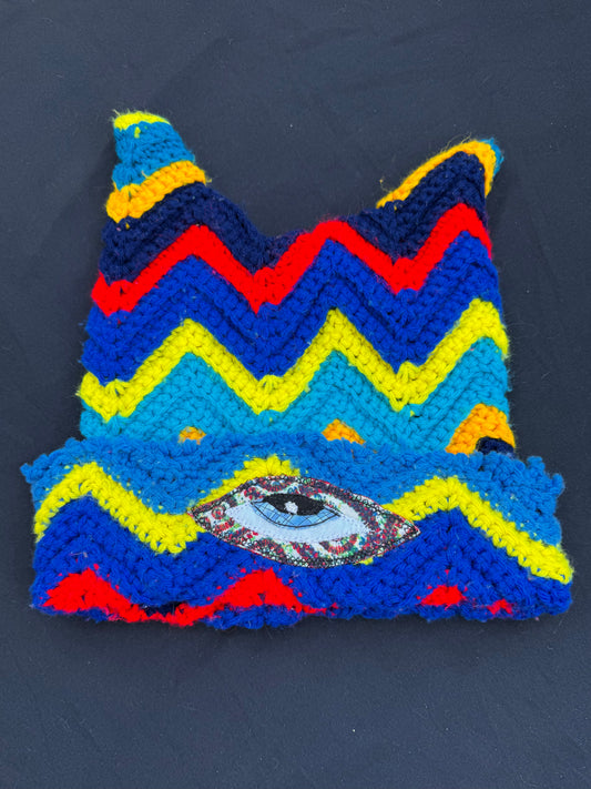Crochet eyeball patch hat