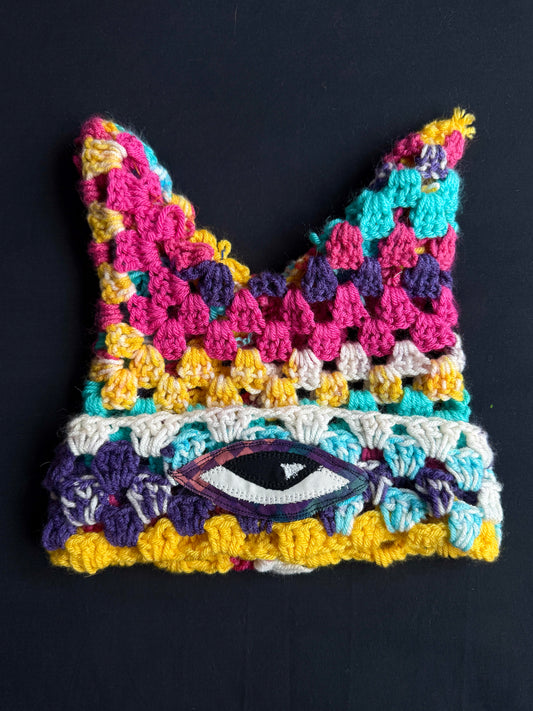 Crochet eyeball patch hat