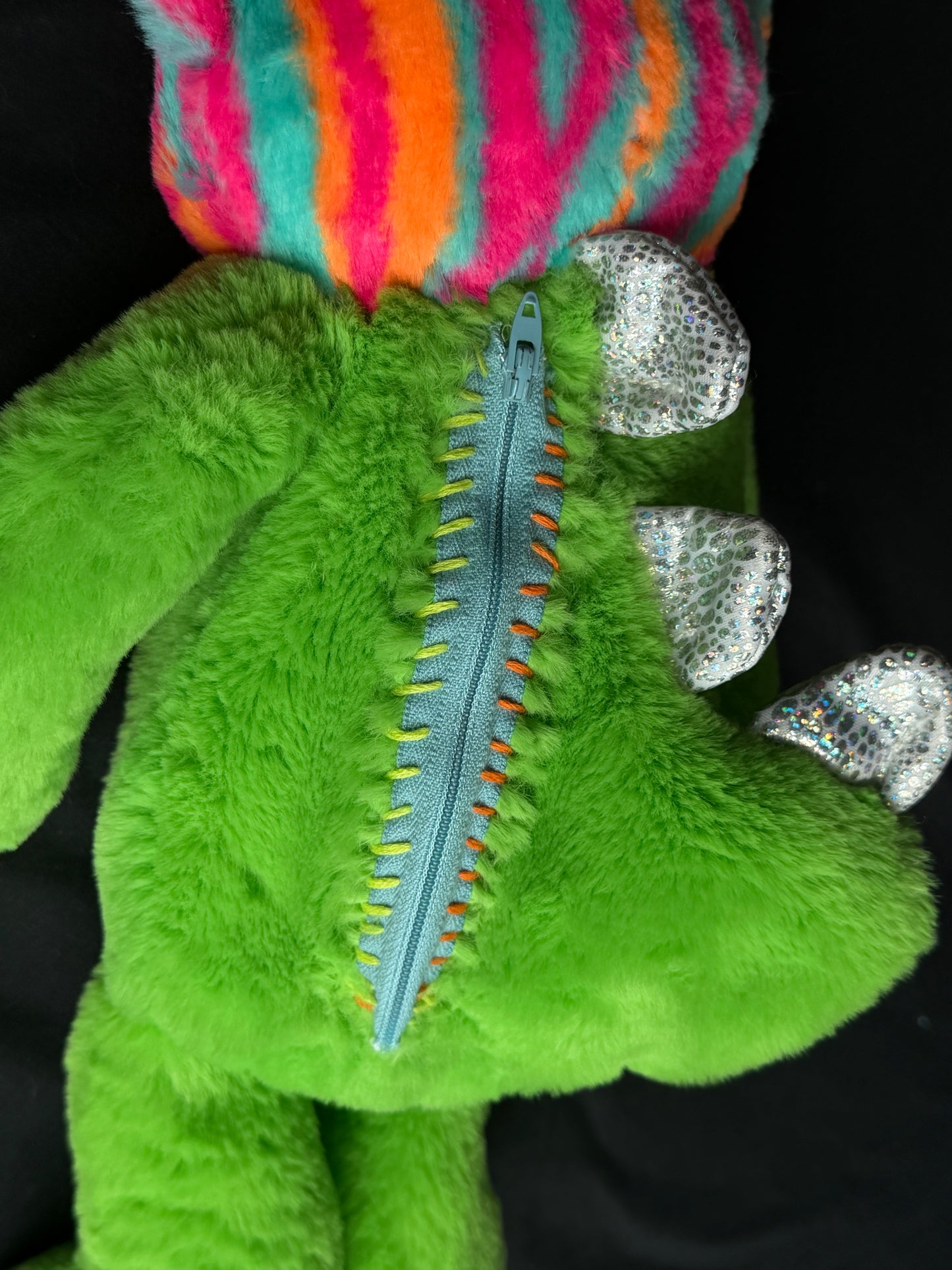 Colorful cat + dino hybrid side bag