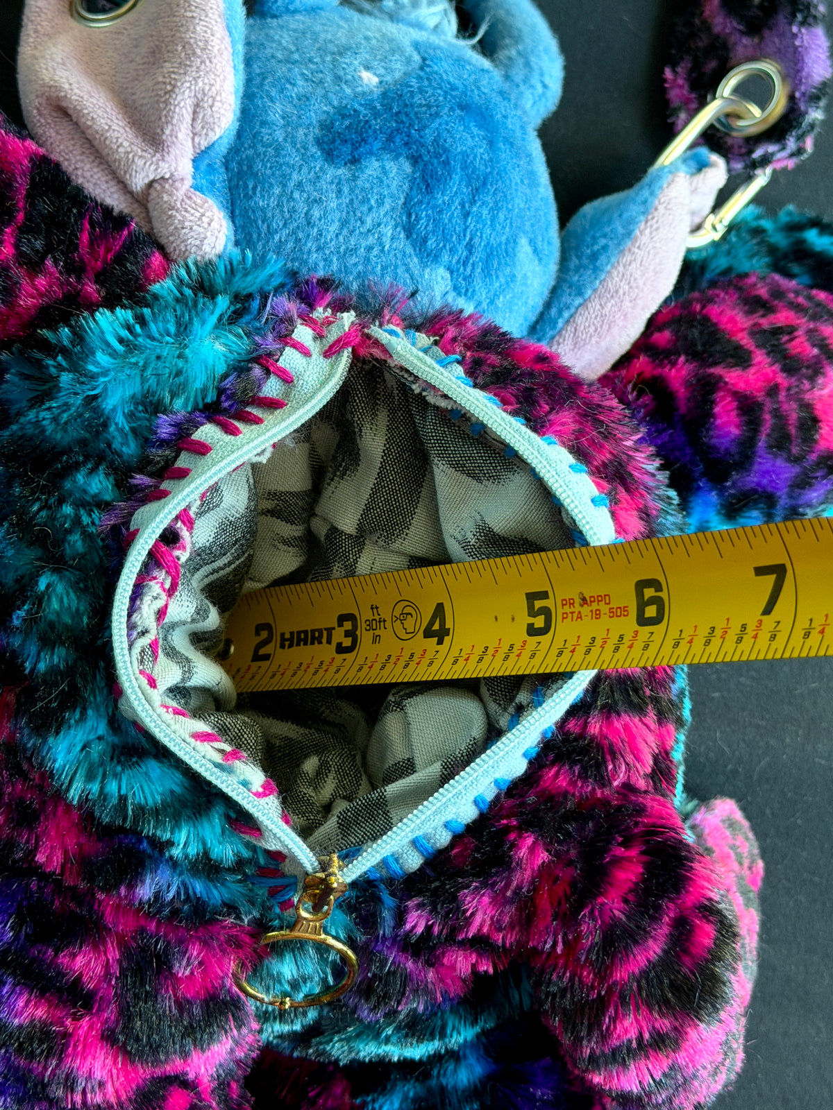 Stitch + pink and blue leopard hybrid side bag