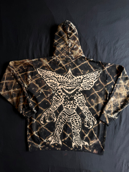 Gremlin + chameleon bleach dyed hoodie