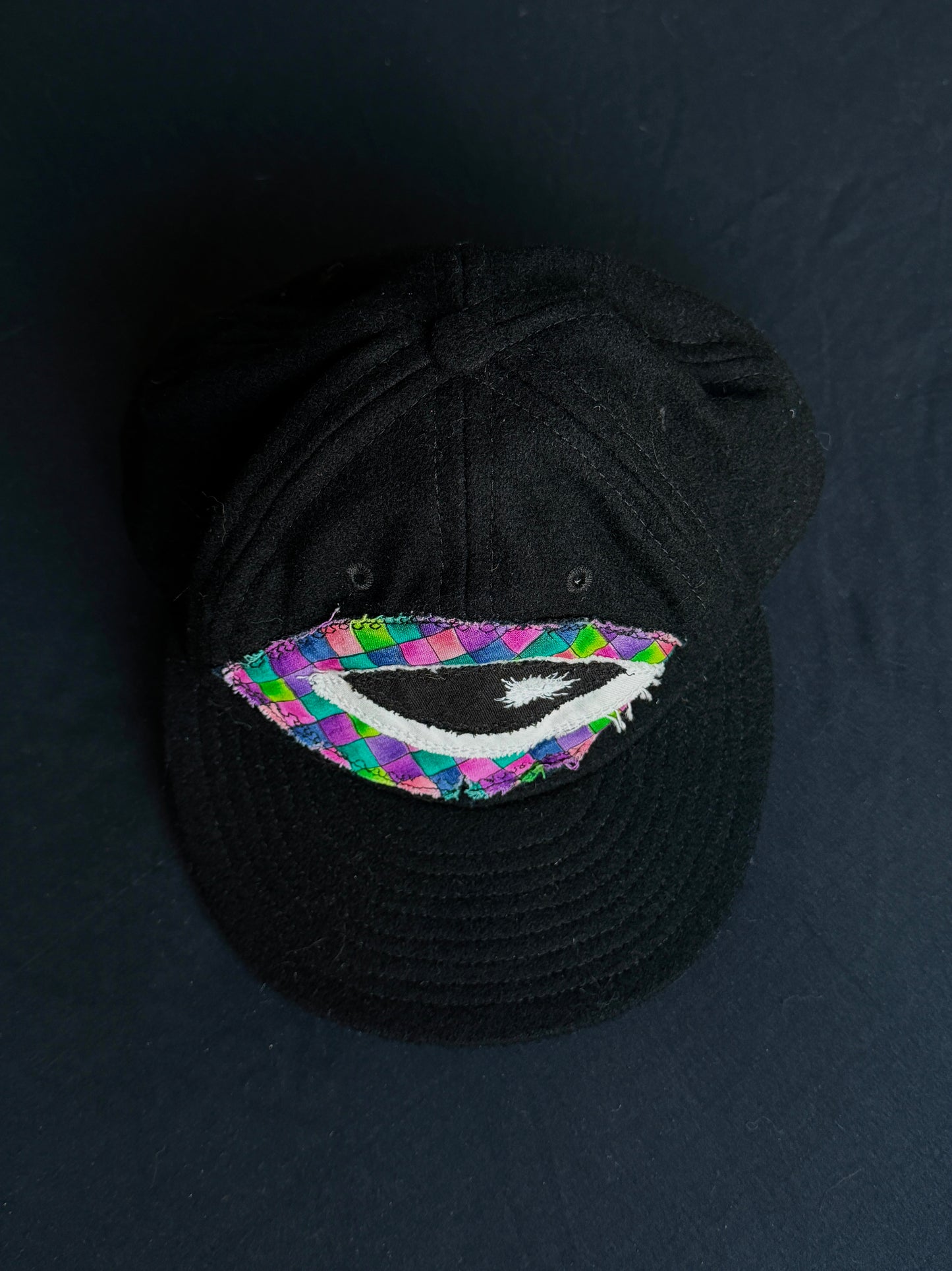Upcycled Black Eyeball Hat