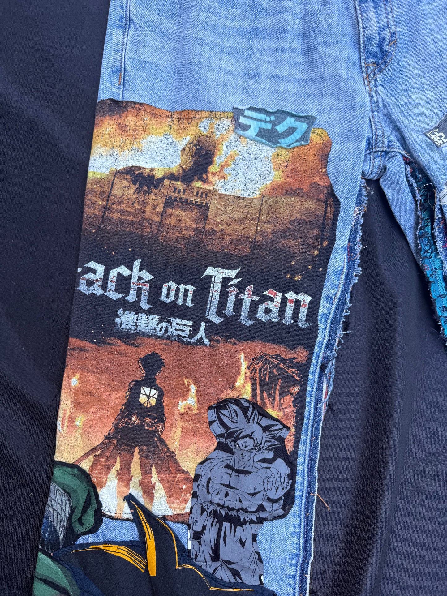 Anime collage patch jeans