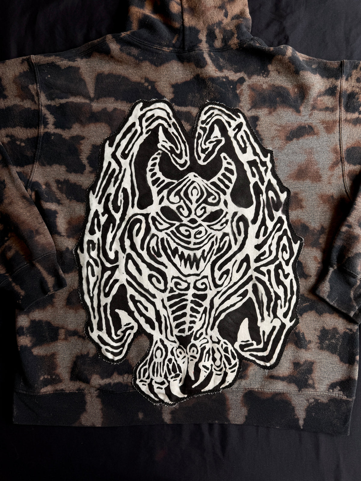 Gargoyle bleach dyed hoodie￼
