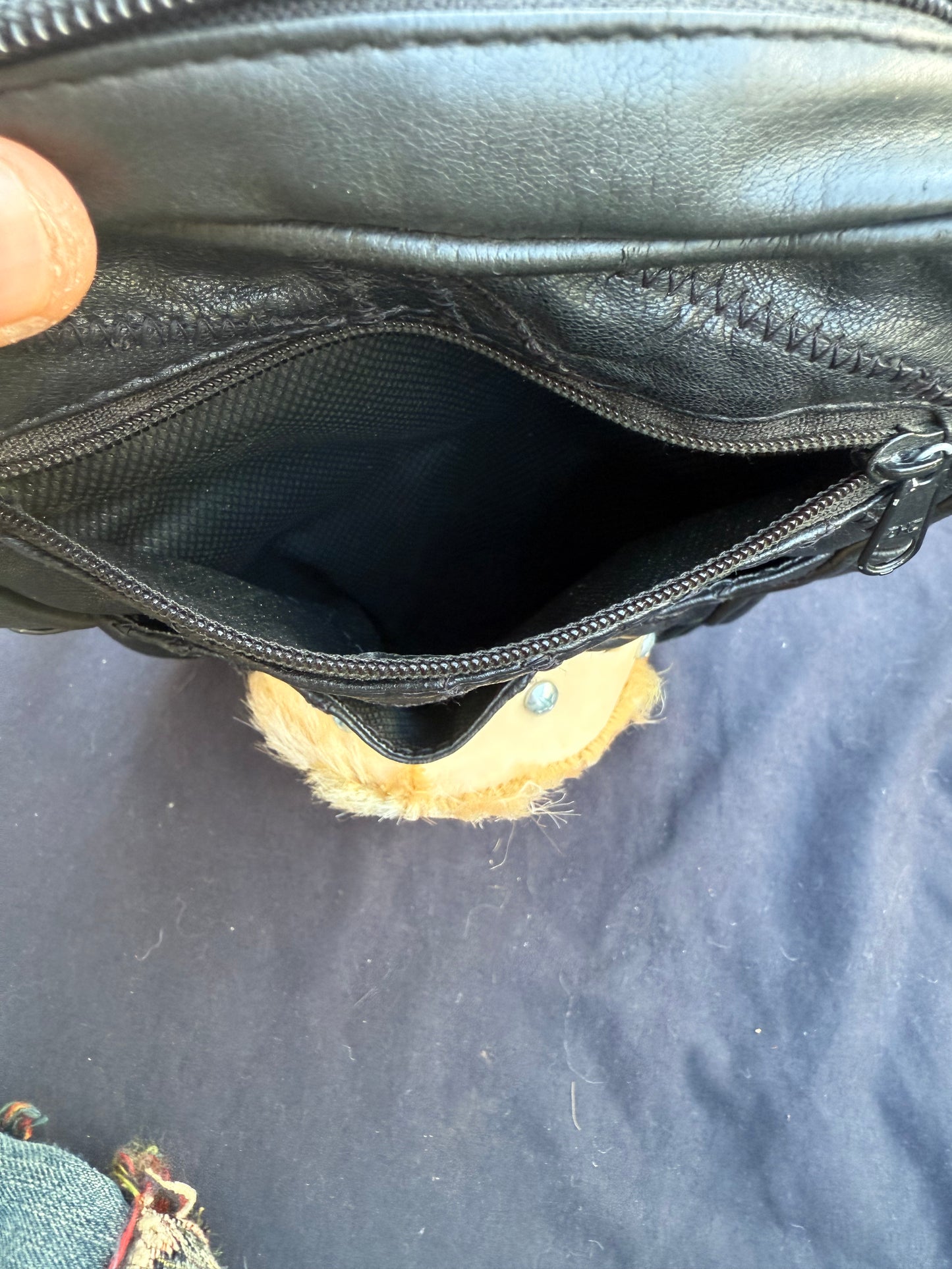 Leather patchwork baby bag