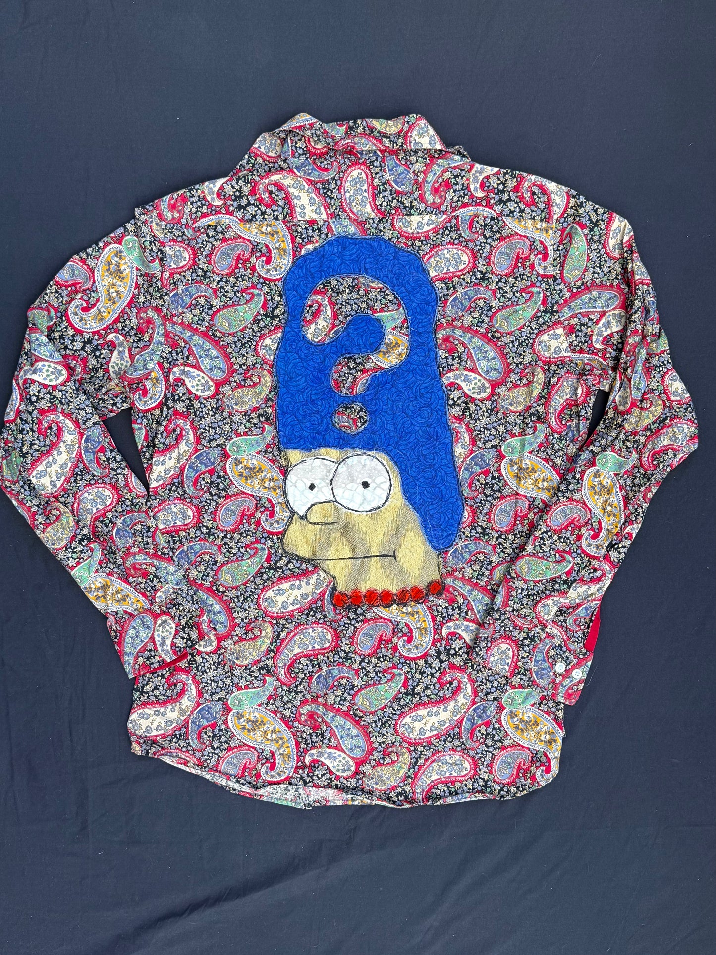 Marge Simpson Tipper button up paisley shirt