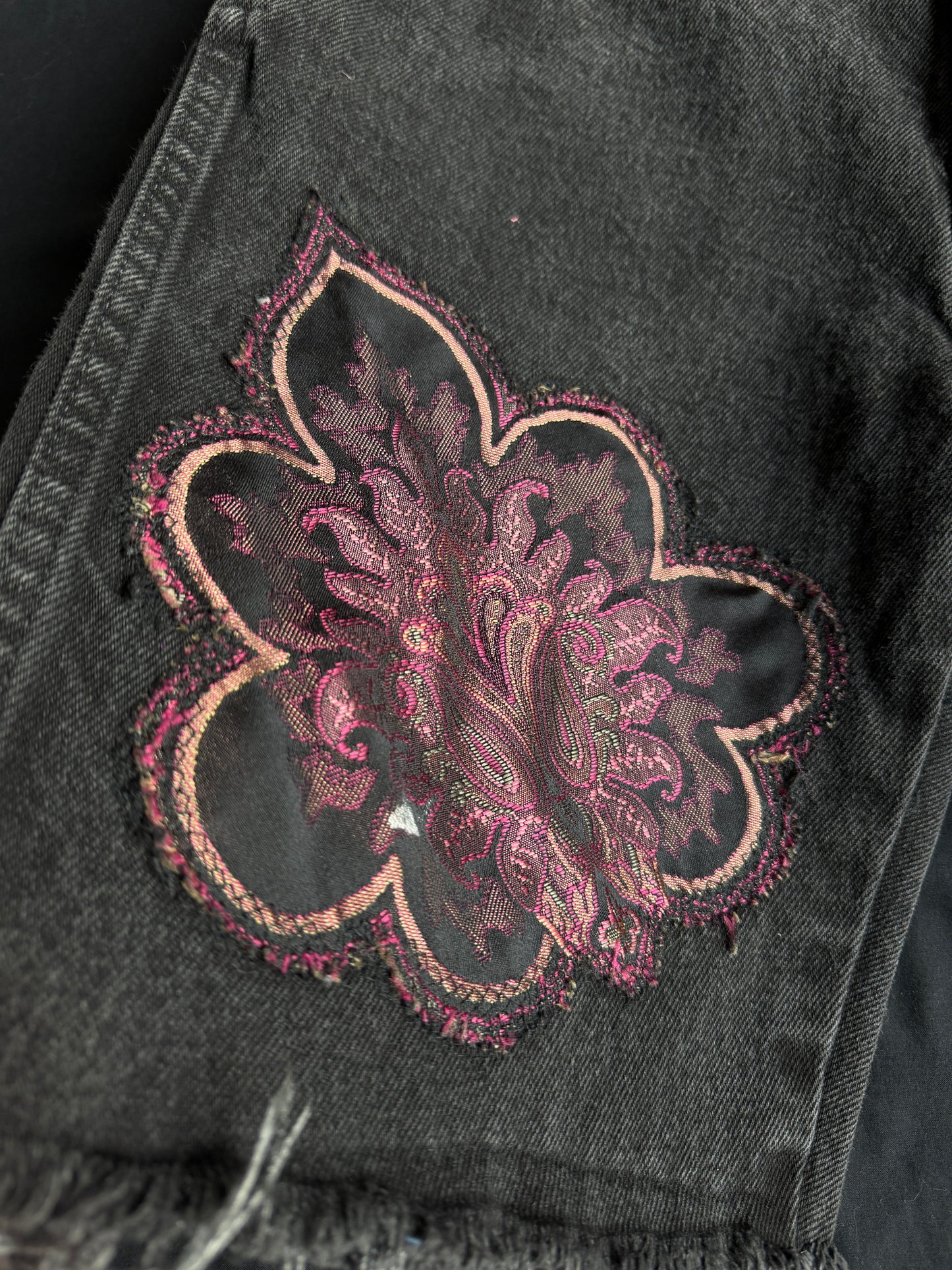 Purple magic black jean shorts