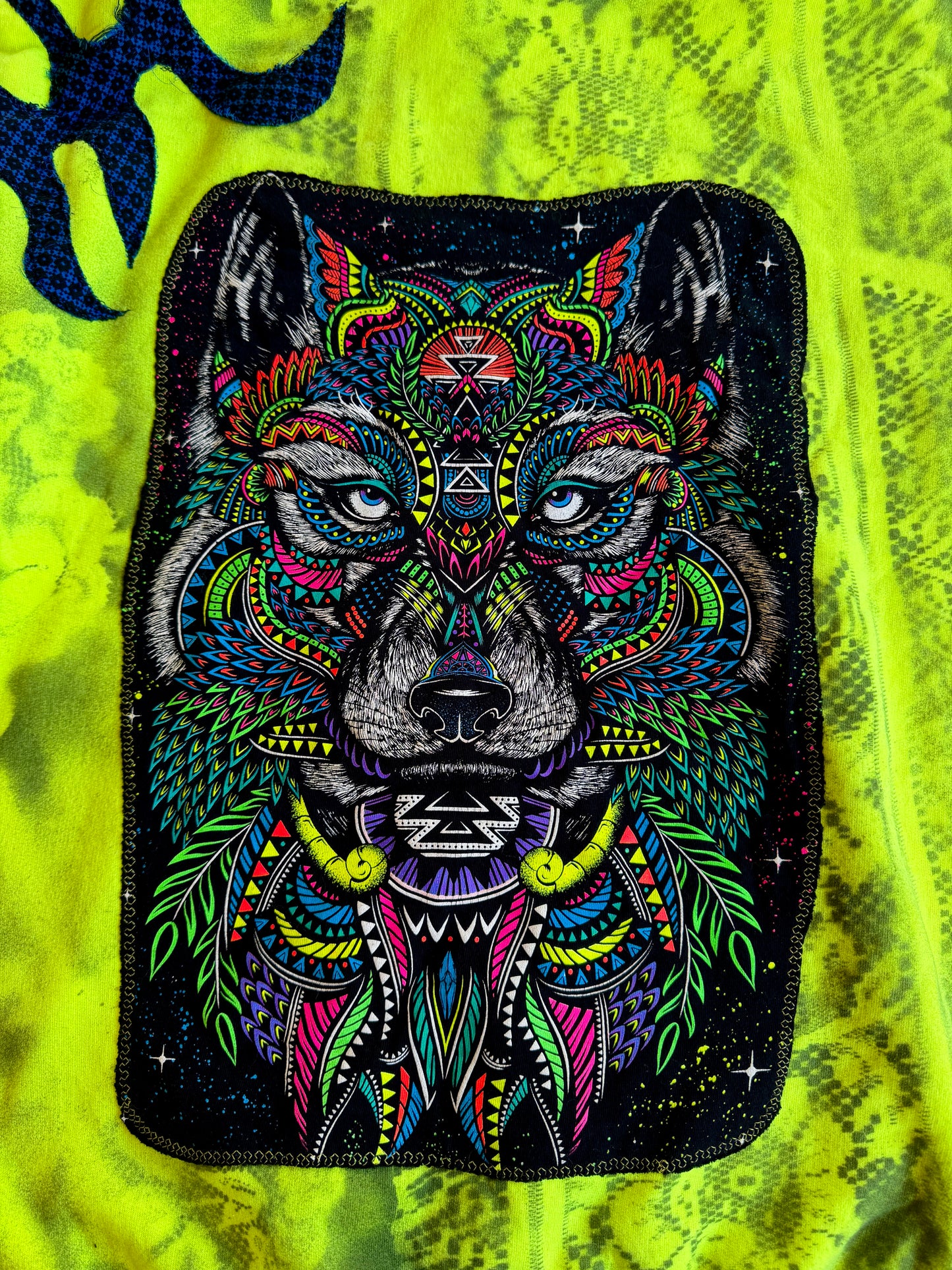 Neon clown wolf hoodie