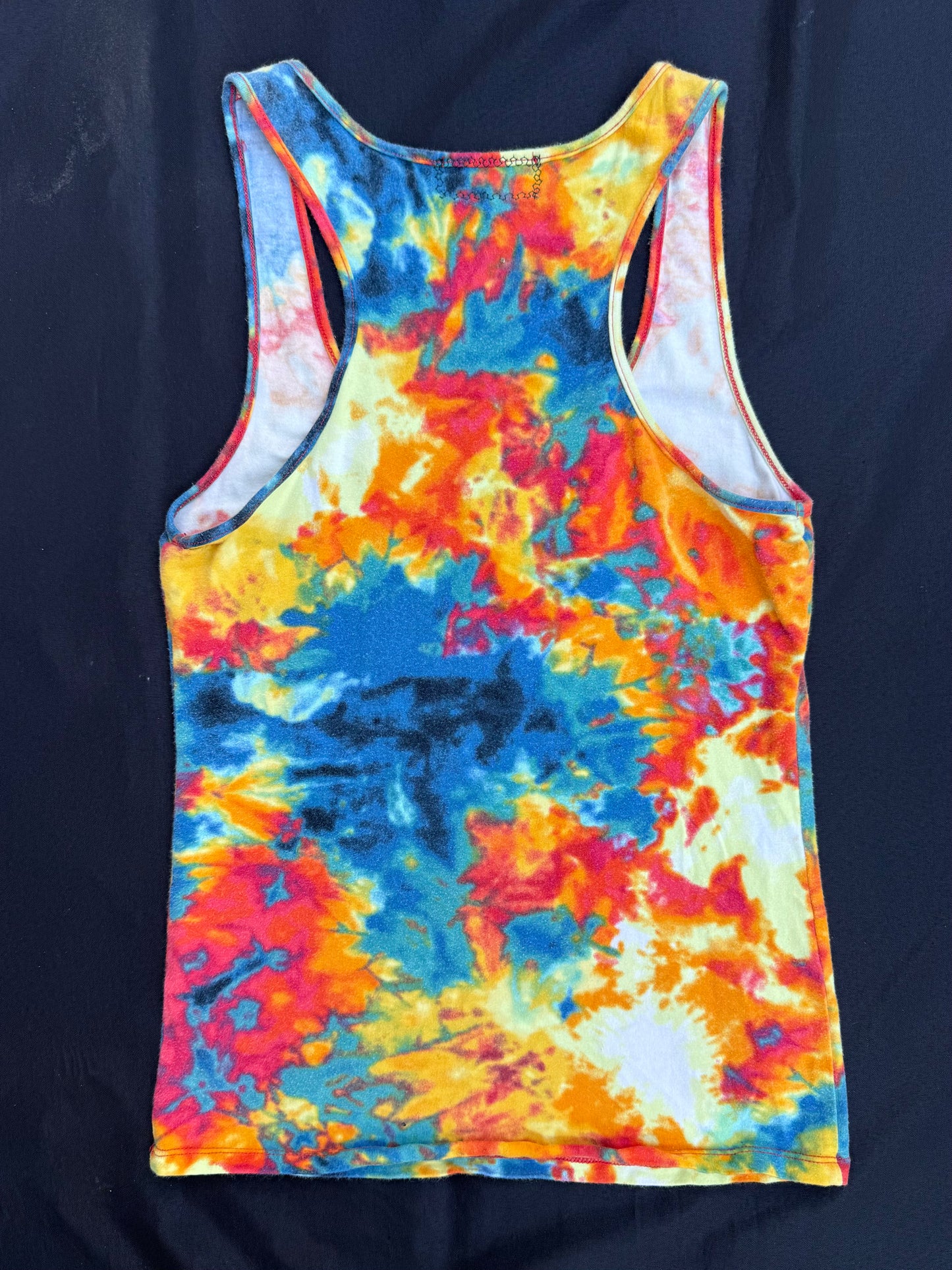 Polar bear skull patch tie dye tank top