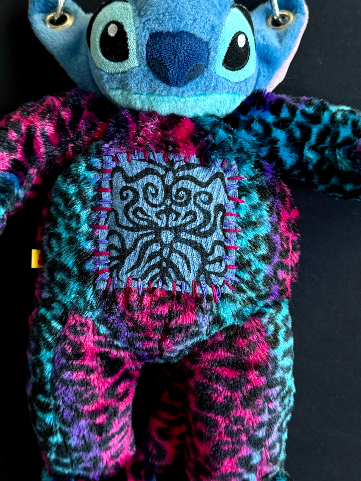 Stitch + pink and blue leopard hybrid side bag