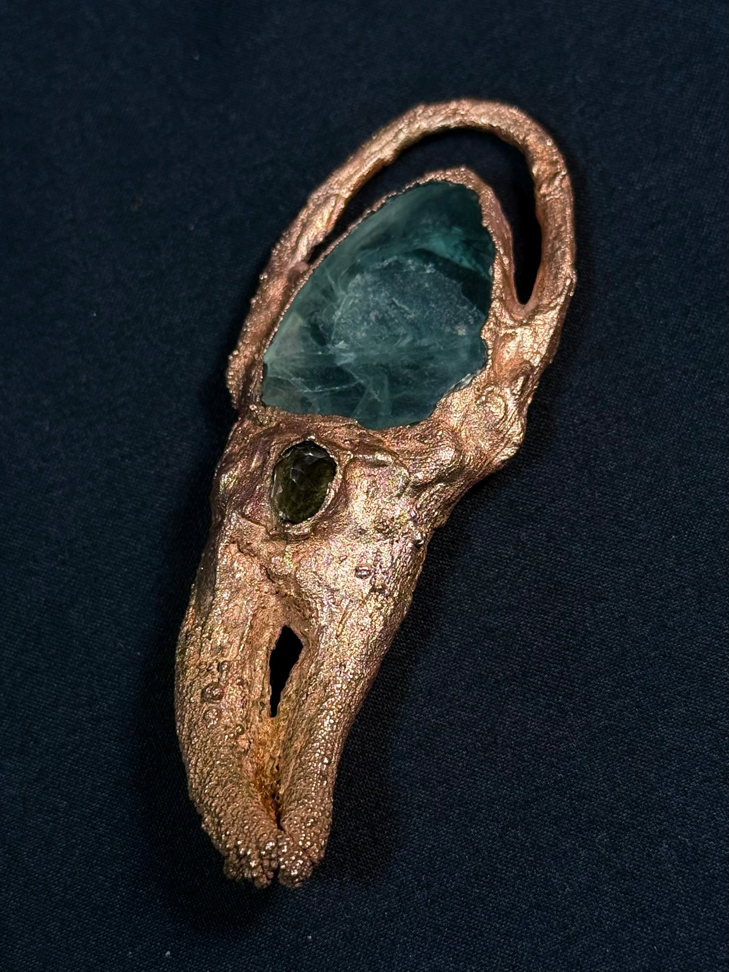 Fluorite crab claw amulet