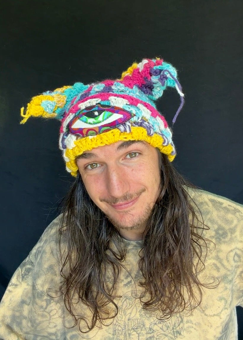 Crochet eyeball patch hat