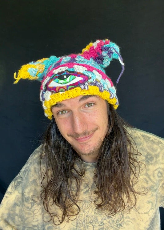 Crochet eyeball patch hat