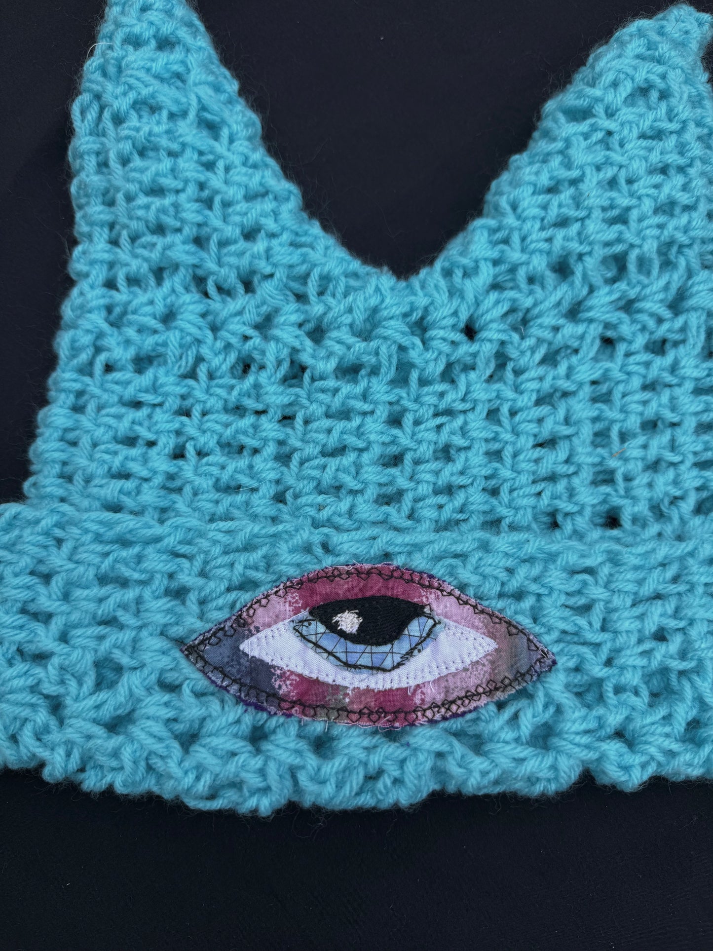 Crochet eyeball patch hat