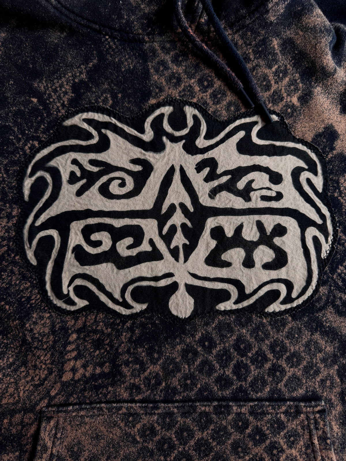 Gargoyle bleach dyed hoodie