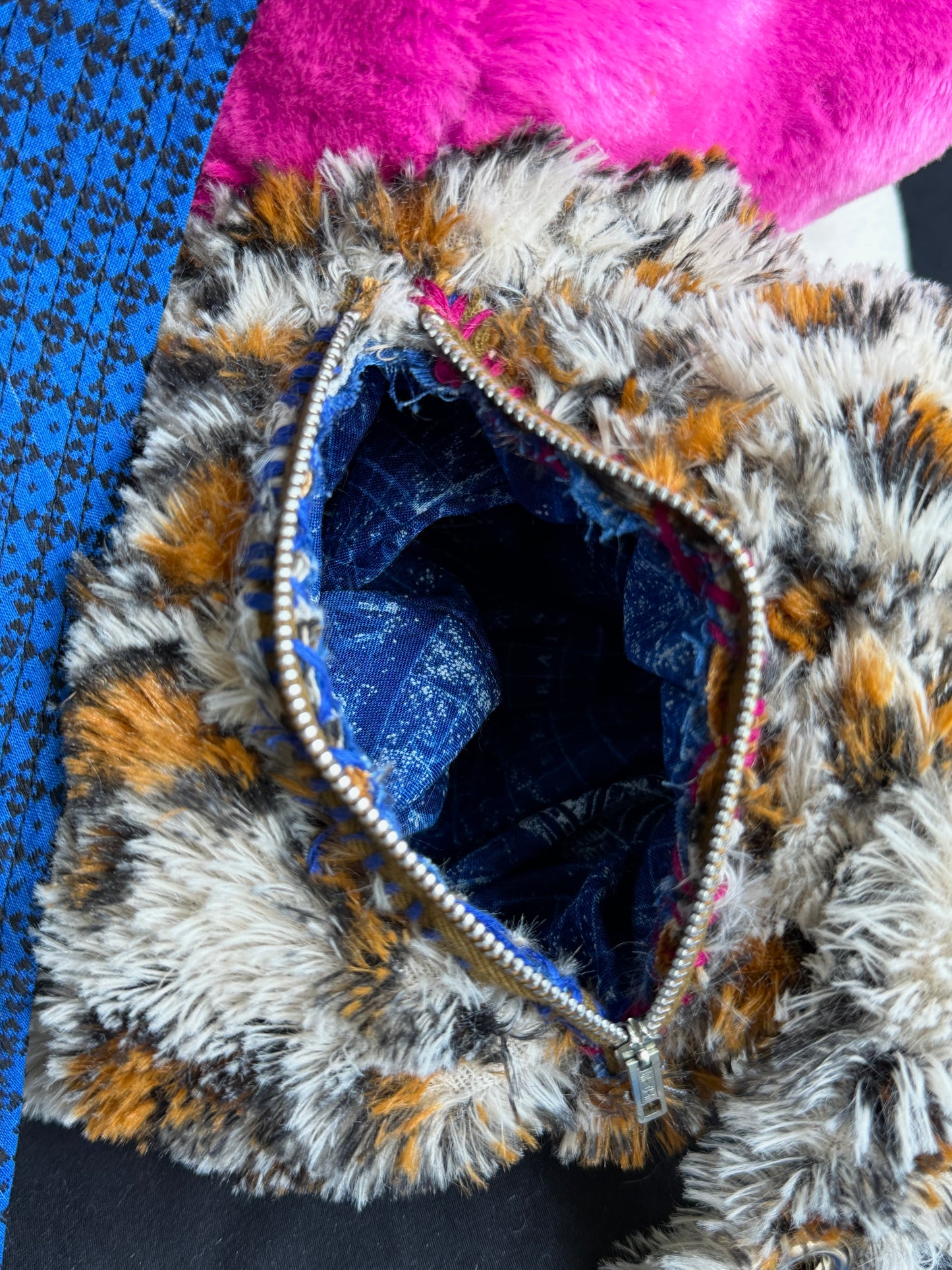 Cheshire cat + leopard hybrid side bag