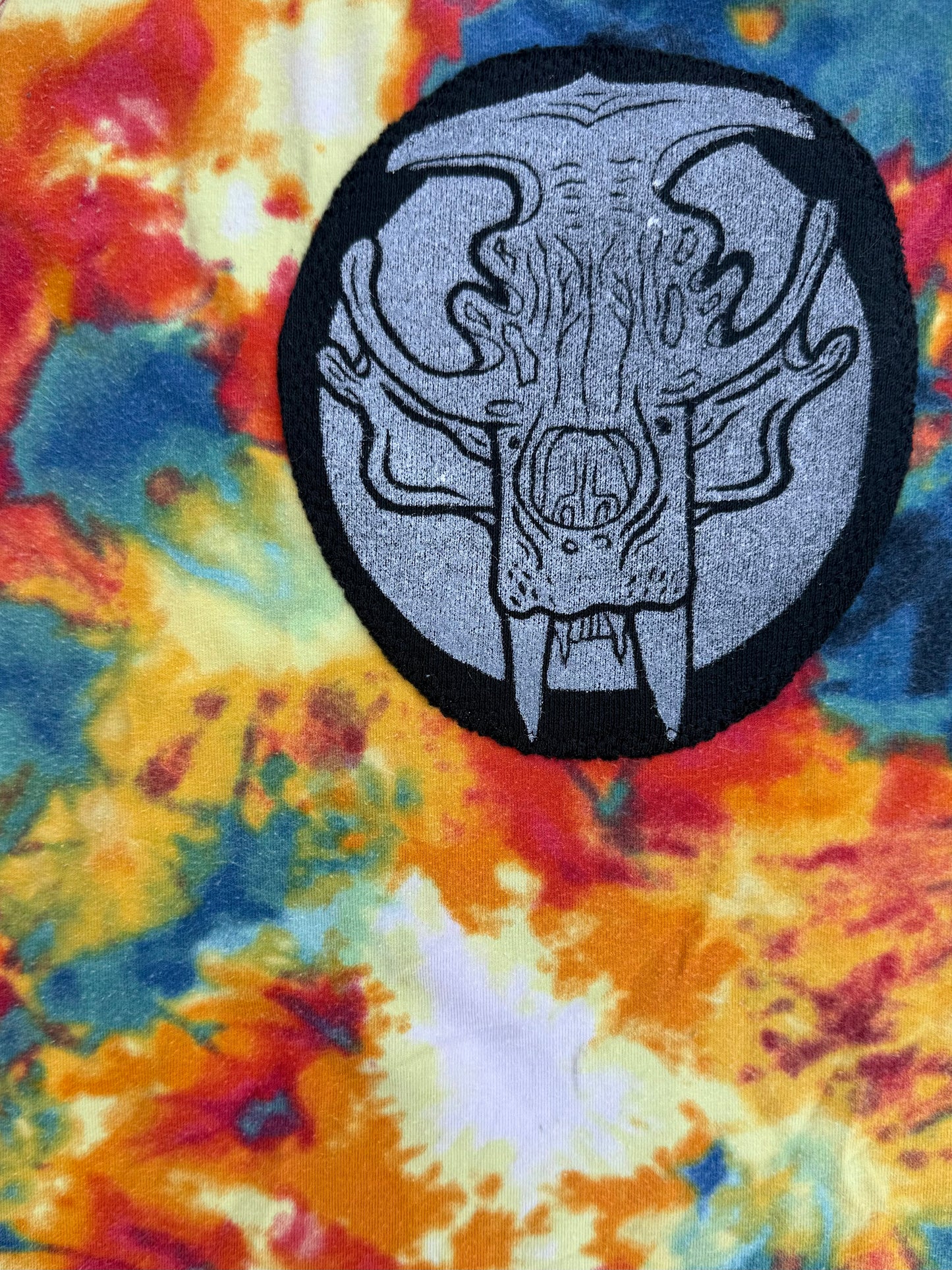 Polar bear skull patch tie dye tank top